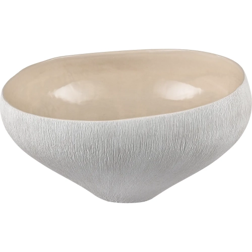 Greer Decorative Bowl in Matte White & Beige Ceramic