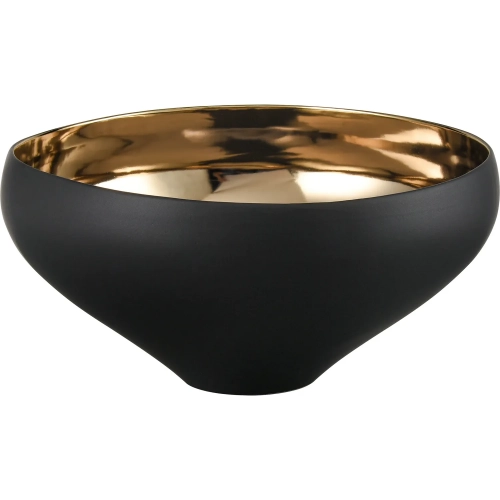 Greer Decorative Bowl in Matte Black & Gold Glazed Ceramic