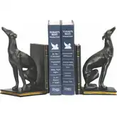 Greyhound Bookend 2 Piece Set in Black Resin