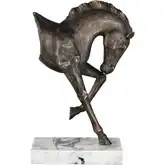 Hadley Horse Sculpture in Bronze & White Marbleized Resin
