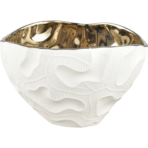 Halford Decorative Bowl in White Porcelain & Gold Glaze