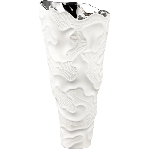 Halford Vase in White Porcelain & Silver Glaze