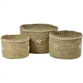 Hanks Basket 3 Piece Set in Natural Seagrass & Shell