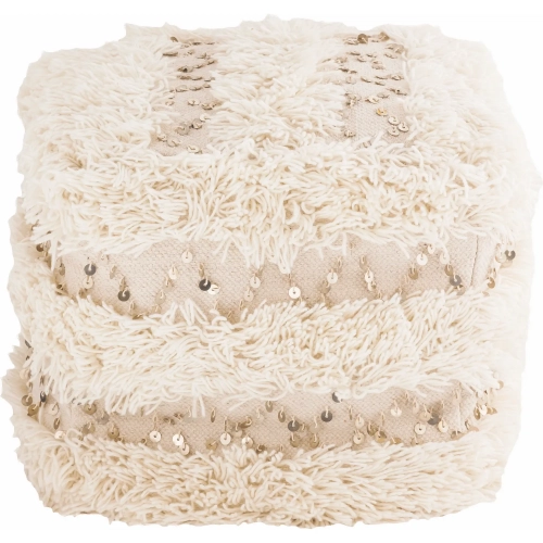 Hannah Pouf in Cream Fabric