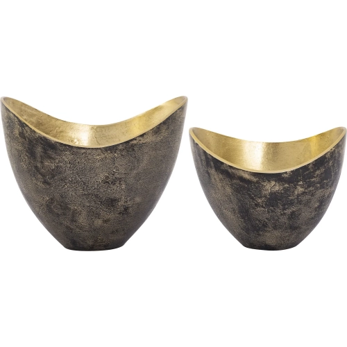 Hansen Decorative Bowl 2 Piece Set in Black & Brass Metal