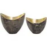 Hansen Decorative Bowl 2 Piece Set in Black & Brass Metal