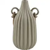 Harding Vase in Matte Sage Green Earthenware & Natural Rope