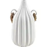 Harding Vase in Matte White Earthenware & Natural Rope