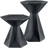 Harper Candleholder 2 Piece Set in Black Resin