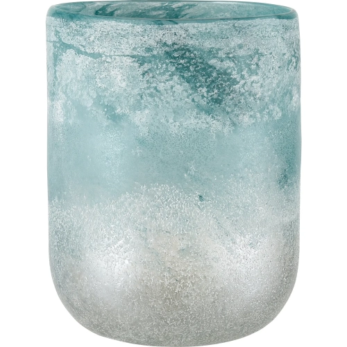 Haweswater Vase in Frosted Turquoise Blue & White Glass
