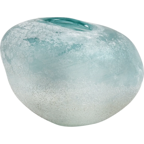 Haweswater Round Vase in Frosted Turquoise Blue & White Glass