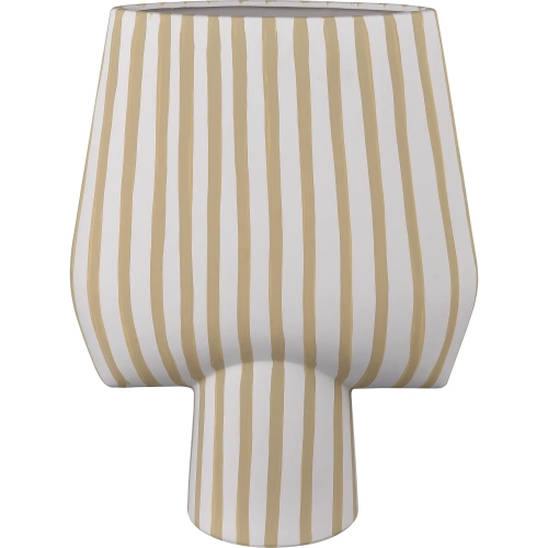 Hawking Striped Vase in White & Beige Ceramic