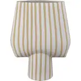 Hawking Striped Vase in White & Beige Ceramic