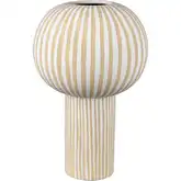 Hawking Striped Vase in White & Beige Ceramic