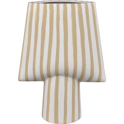 Hawking Striped Vase in White & Beige Ceramic