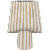 Hawking Striped Vase in White & Beige Ceramic