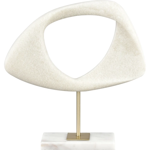 Hodge Sculpture in Alabaster Resin, Gold Iron & White Marble