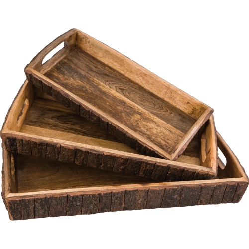 Hollingsworth Tray 3 Piece Set in Natural Mango Wood