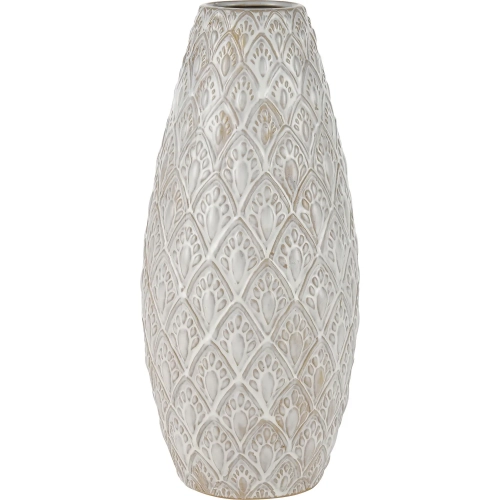 Hollywell Vase in White & Cream Ceramic