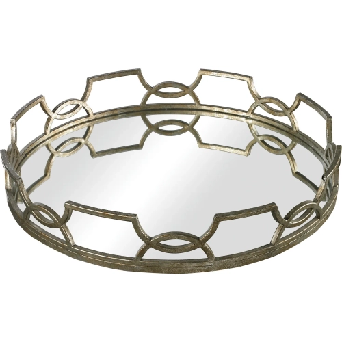 Hucknall Decorative Tray in Metal & Mirror