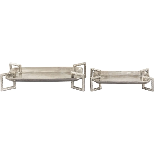 Juniper Tray 2 Piece Set in Polished Silver Aluminum