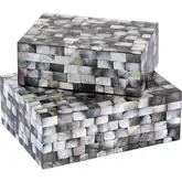 Keshi Decorative Box 2 Piece Set in Mother of Pearl