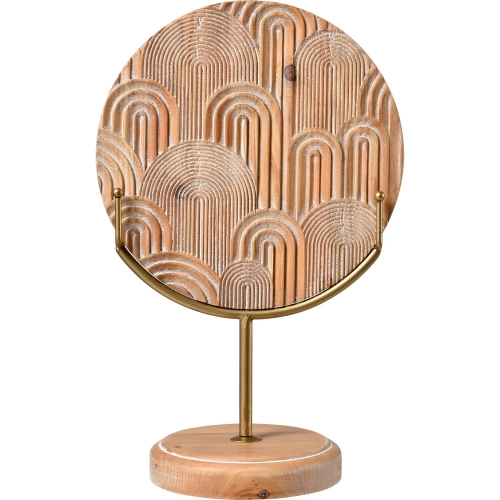 Lambert Carved Sculpture in Natural Wood & Gold Iron