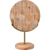 Lambert Carved Sculpture in Natural Wood & Gold Iron