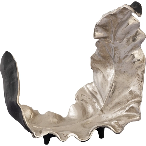 Lamina Leaf Sculpture in Silver & Black Aluminum