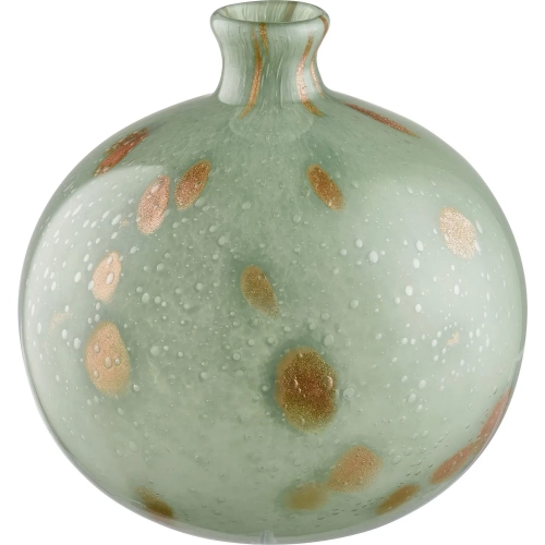 Lexie Vase in Light Green Glass & Gold