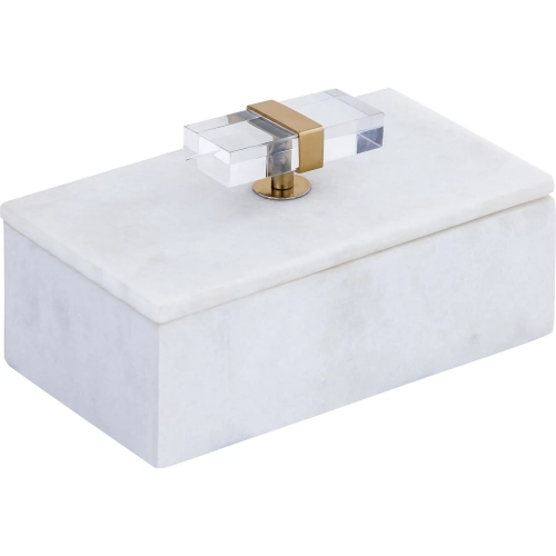 Lieto Decorative Box in White Marble, Clear Acrylic & Gold