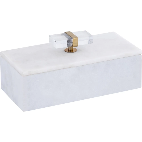 Lieto Decorative Box in White Marble, Clear Acrylic & Gold