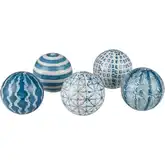 Lilith Orbs Sculpture 5 Piece Set in Blue & White Ceramic