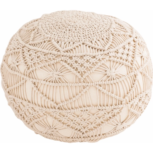 Lilou Pouf in Cream Cotton Fabric