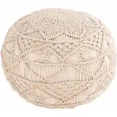 Lilou Pouf in Cream Cotton Fabric