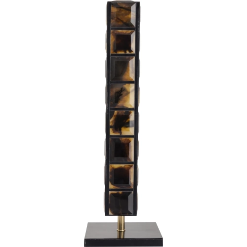 Little Horn Totem Sculpture in Horn Resin, Black & Brass