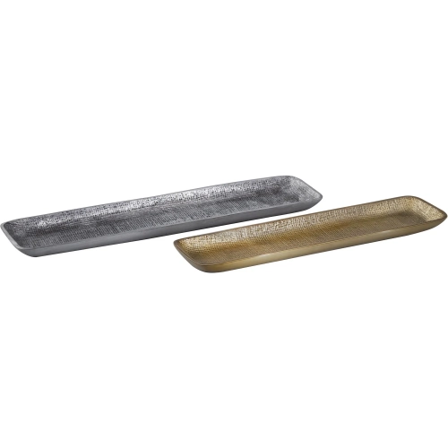 Louk Decorative Tray 2 Piece Set in Antique Nickel & Antique Brass Aluminum