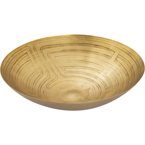 Maze Etched Centerpiece Decorative Bowl in Antique Brass Iron