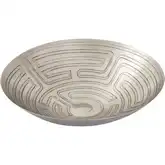 Maze Etched Centerpiece Decorative Bowl in Antique Nickel Iron