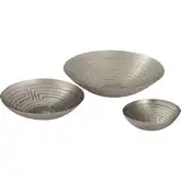 Maze Etched Decorative Bowl 3 Piece Set in Antique Nickel Iron