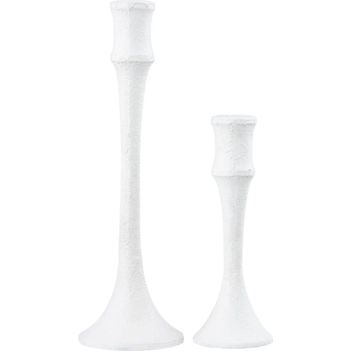 Miro Candleholder 2 Piece Set in Plaster White Aluminum, Iron