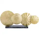 Murray Sculpture in Gold Iron & Black Marble