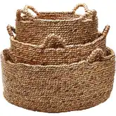 Natural Low Rise Basket 3 Piece Set in Natural Rope