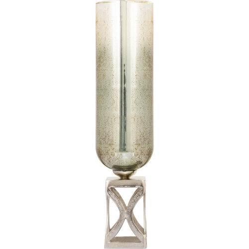 Opal Vase in German Silver, Light Green Glass & Nickel