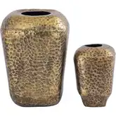Organic Vase 2 Piece Set in Hammered Aged Brass Aluminum
