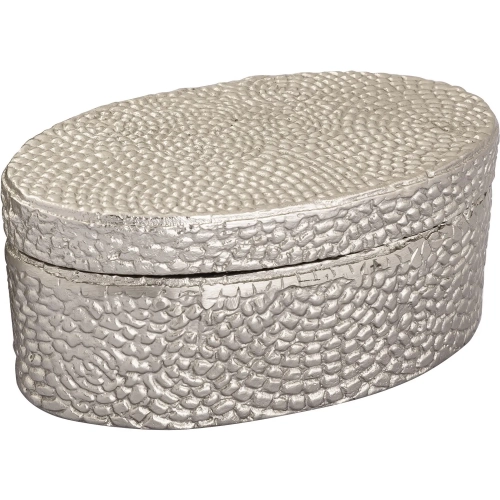 Oval Pebble Decorative Box in Antique Nickel Aluminum