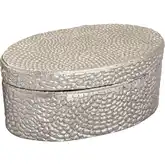 Oval Pebble Decorative Box in Antique Nickel Aluminum
