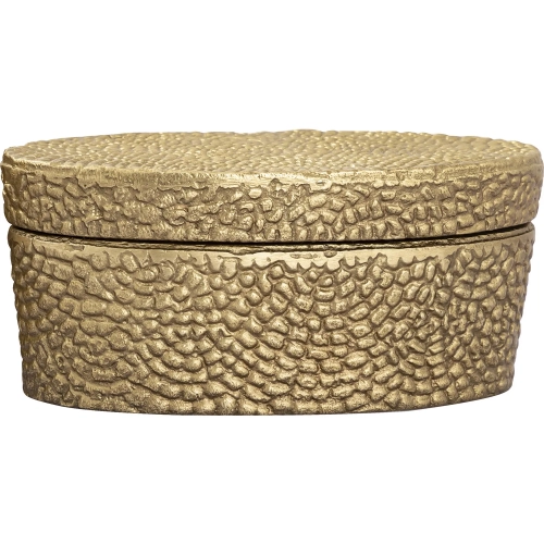 Oval Pebble Decorative Box in Antique Brass Aluminum