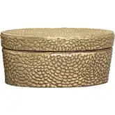 Oval Pebble Decorative Box in Antique Brass Aluminum