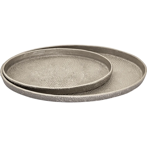 Oval Pebble Tray 2 Piece Set in Antique Nickel Aluminum